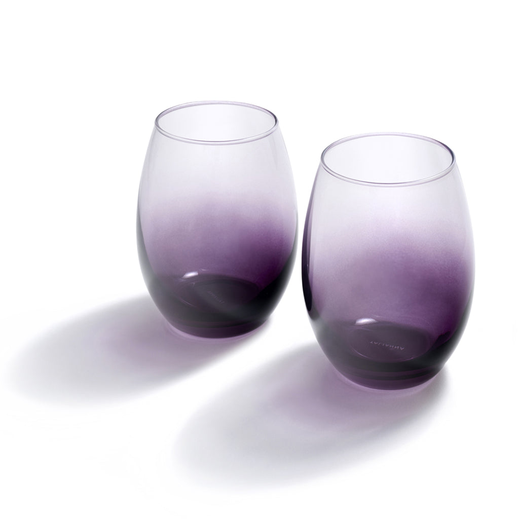 Qualia Glass Plum Blossom Stemless 19 oz Wine Glasses, Set of 4