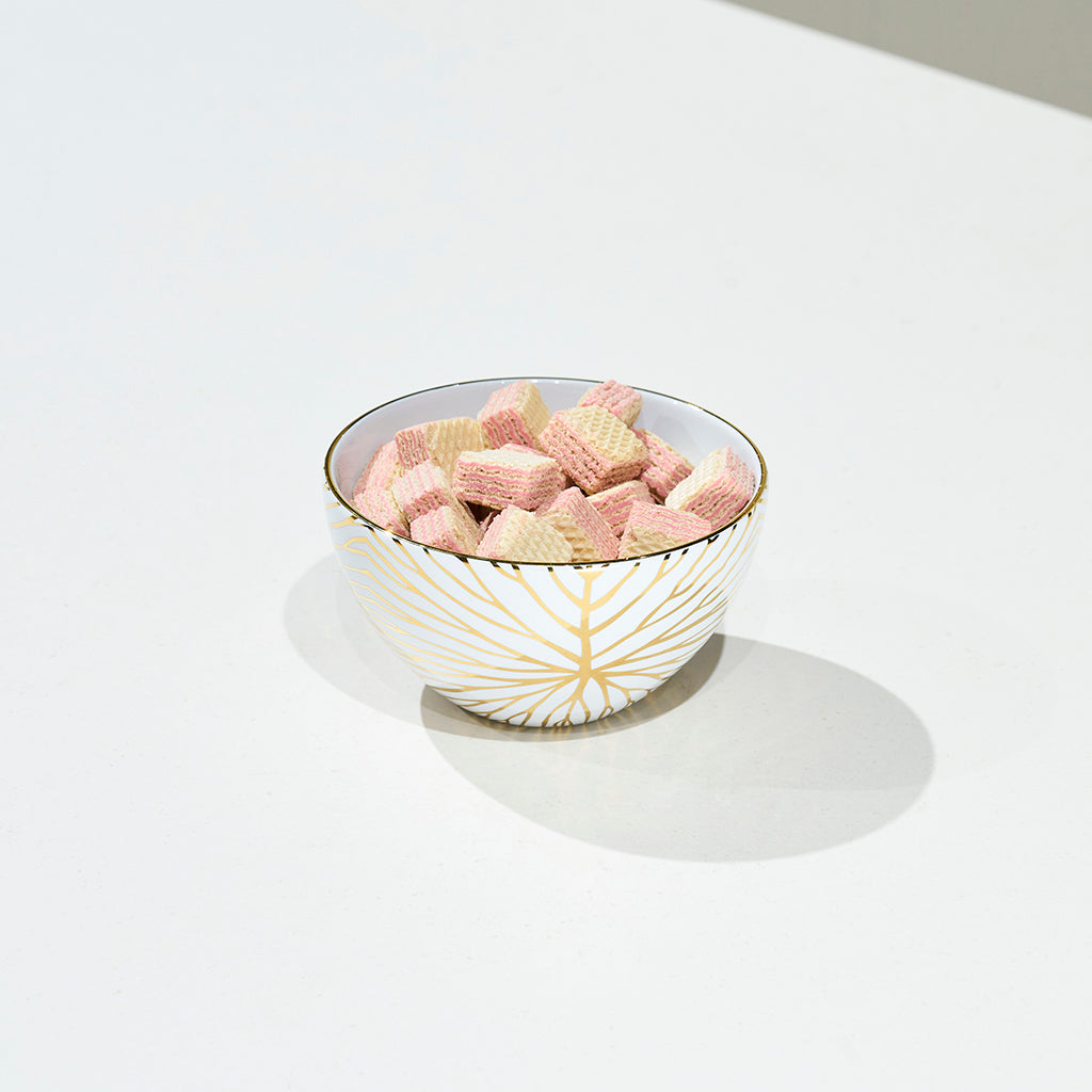 Talianna Lily Pad Bowls, White & Gold, Set of 4
