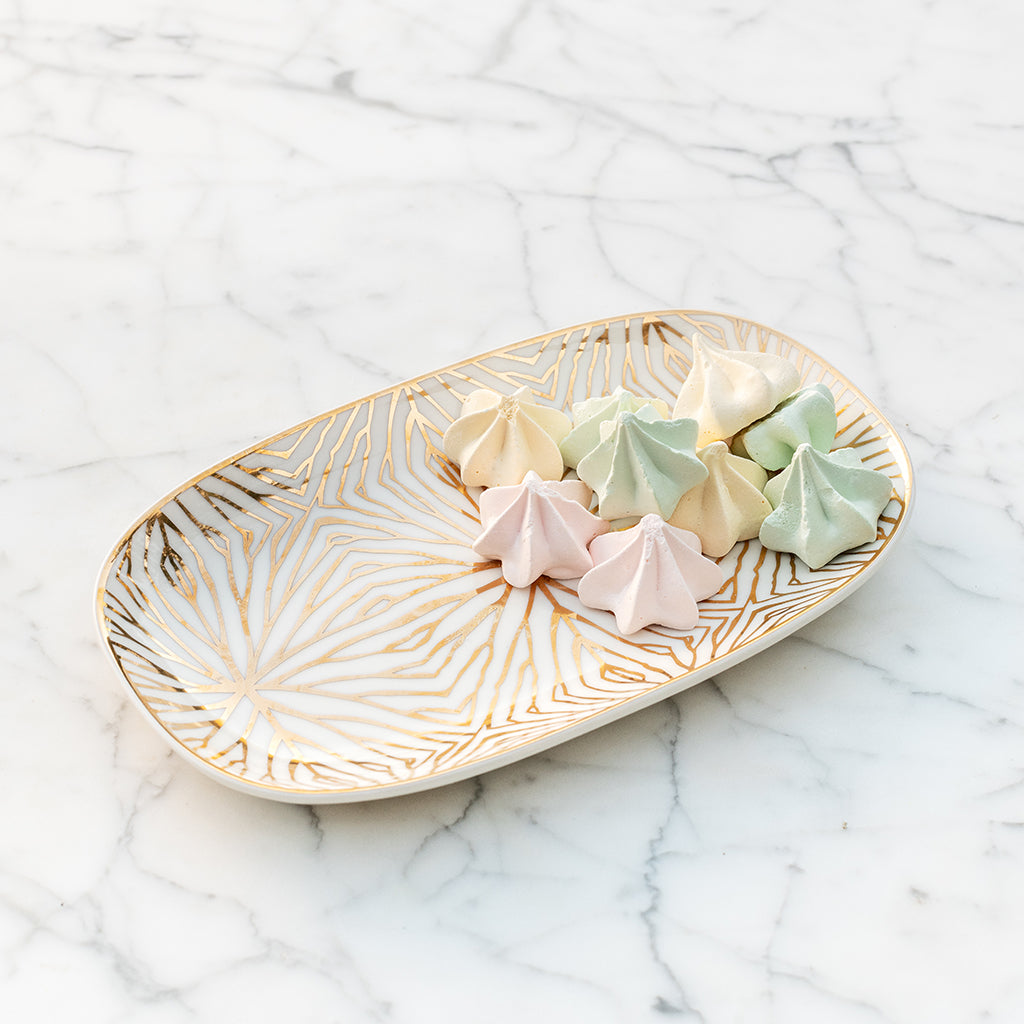 Talianna Lily Pad Catchall Tray, White & Gold