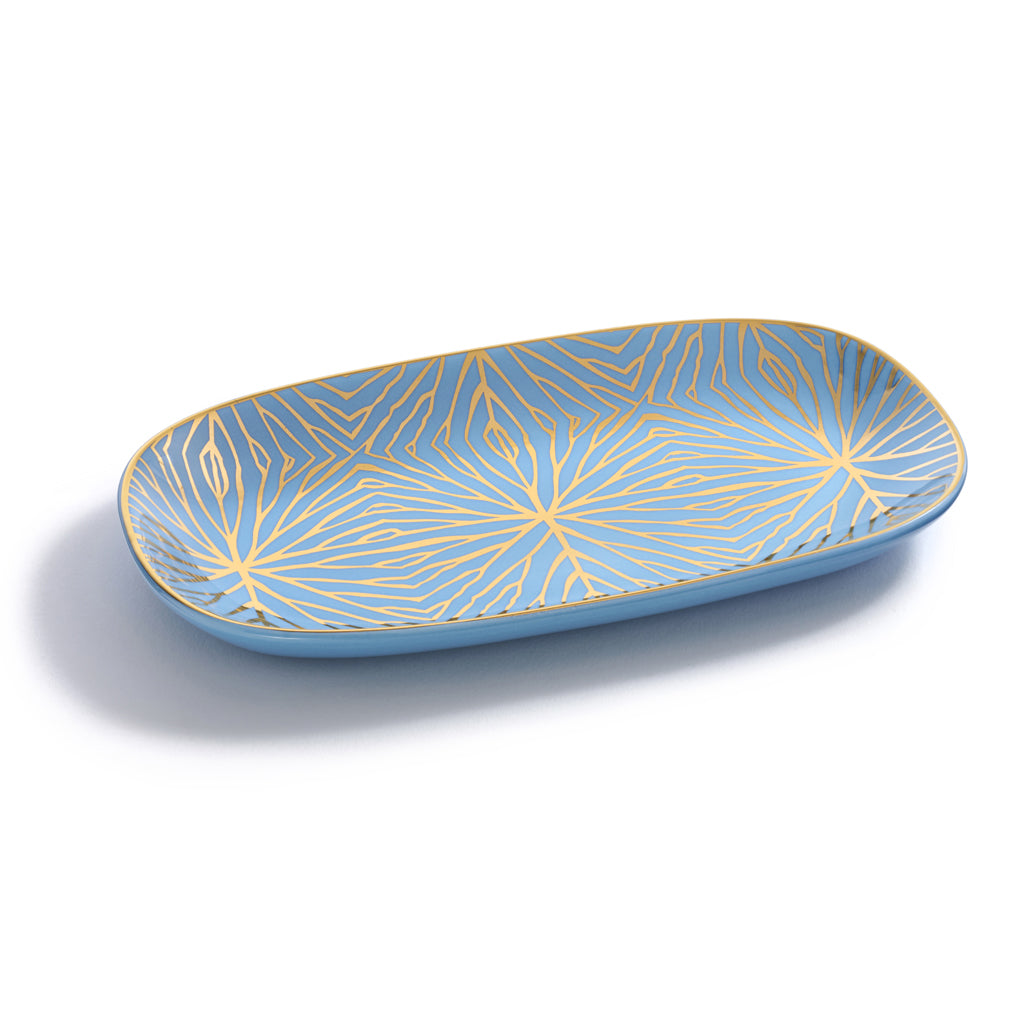 Talianna Lily Pad Catchall Tray, Sky Blue & Gold