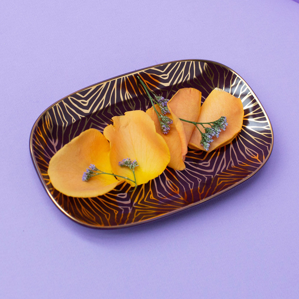 Talianna Lily Pad Catchall Tray, Plum & Gold