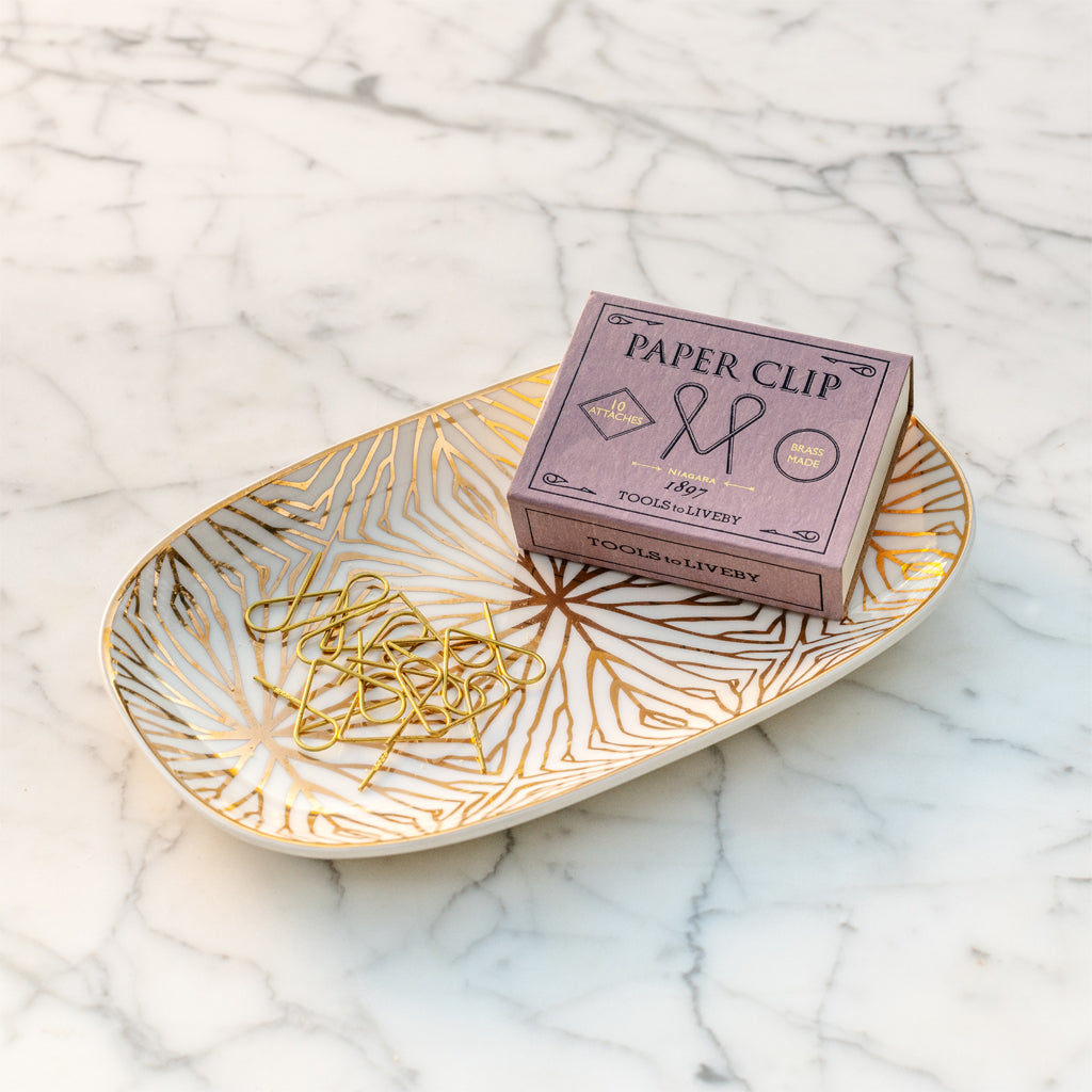 Talianna Lily Pad Catchall Tray, White & Gold
