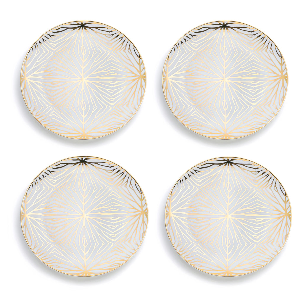 Talianna Lily Pad Plates, White & Gold, Set of 4