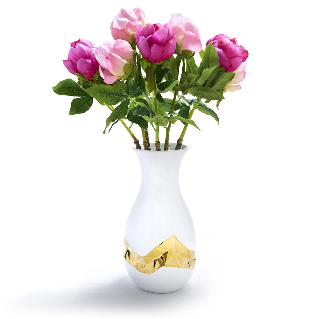 Talianna Oro Vase, White & Gold