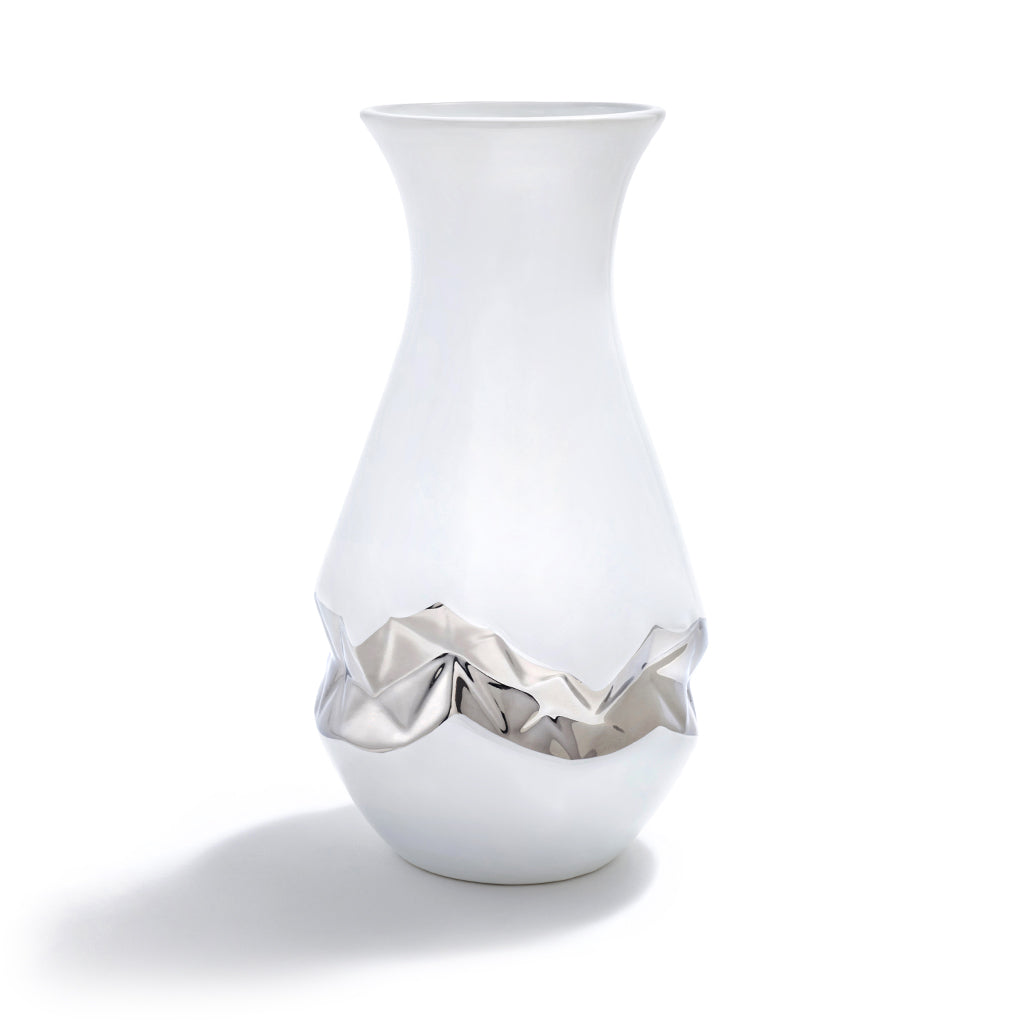Talianna Oro Vase, White & Silver