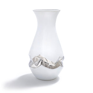 Talianna Oro Vase, White & Silver