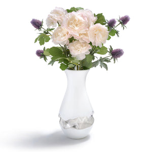 Talianna Oro Vase, White & Silver